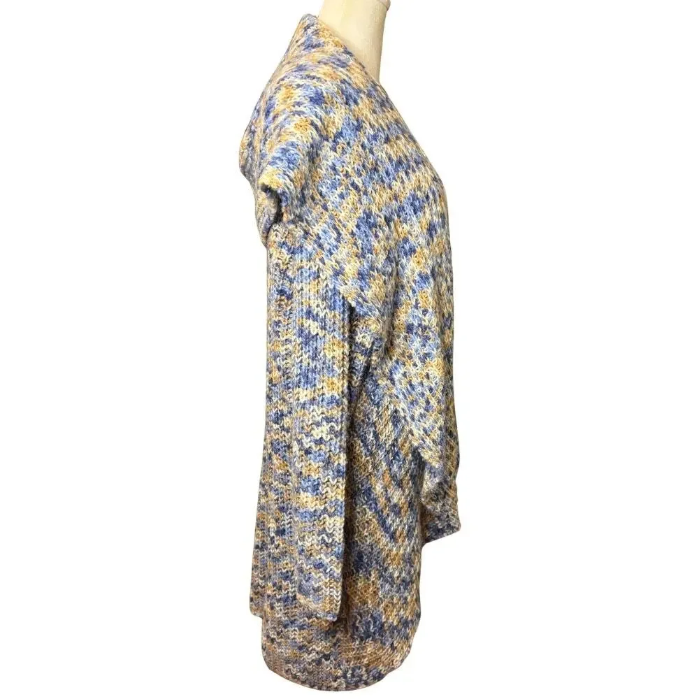 Anthropologie Moth Hooded Waterfall Cardigan Blue Tan Marled XL - Picture 4 of 8